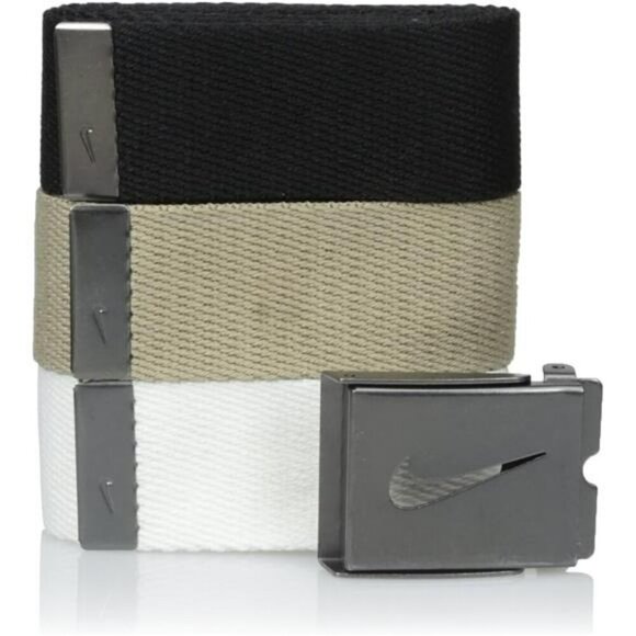 Mens Adjustable Golf Belt 3 Pack Web Canvas Waist Strap Fits Up To Size 42 - Picture 1 of 6